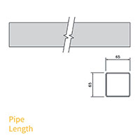 Dimensions of FloPlast 65mm Square Downpipe Rainwater Downspout