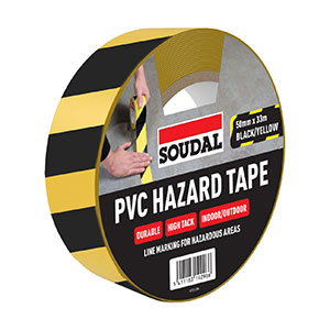 Soudal PVC Black/Yellow Self-Adhsive Hazard Tape