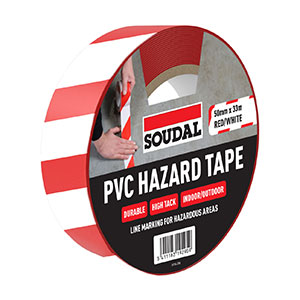 Soudal PVC Red/White Self-Adhsive Hazard Tape