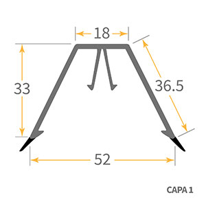 Size of Ultraframe CAPA1 Glazing Bar Top Capping