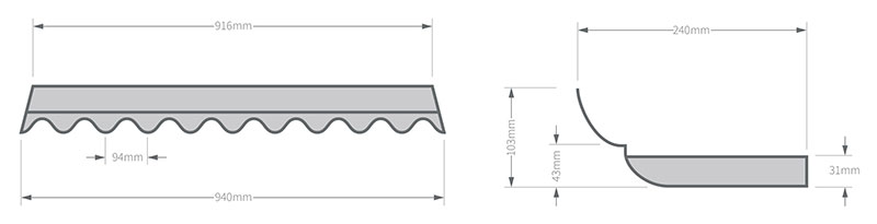 Profile of the Gutta Corrugated Roof Wall Abutment flashing Trim Apron