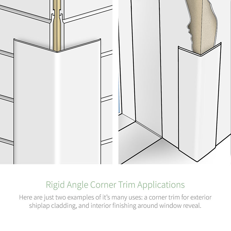 Application of uPVC plastic rigid angle 90° corner trim