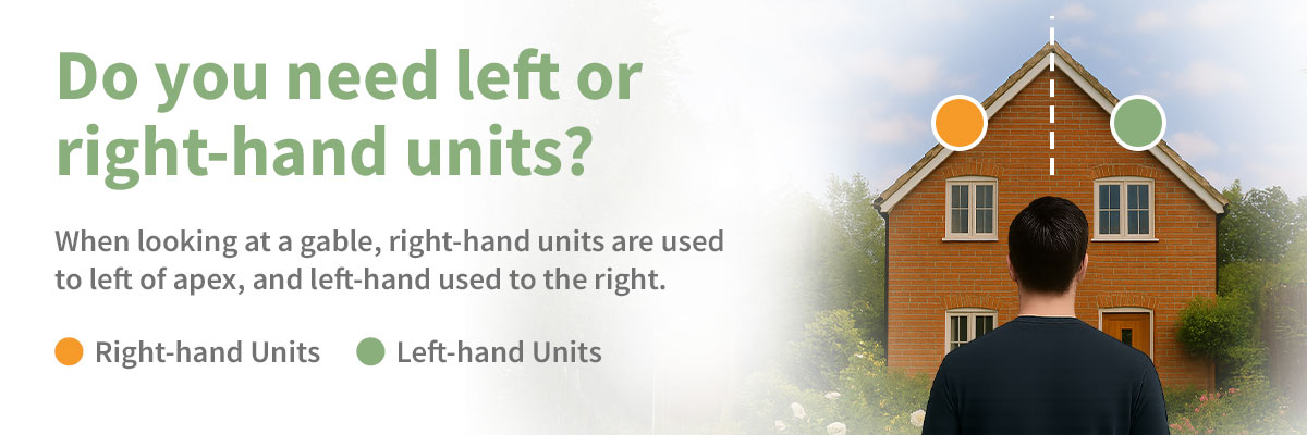 Picture of a house gable showing the handedness of dry verge units