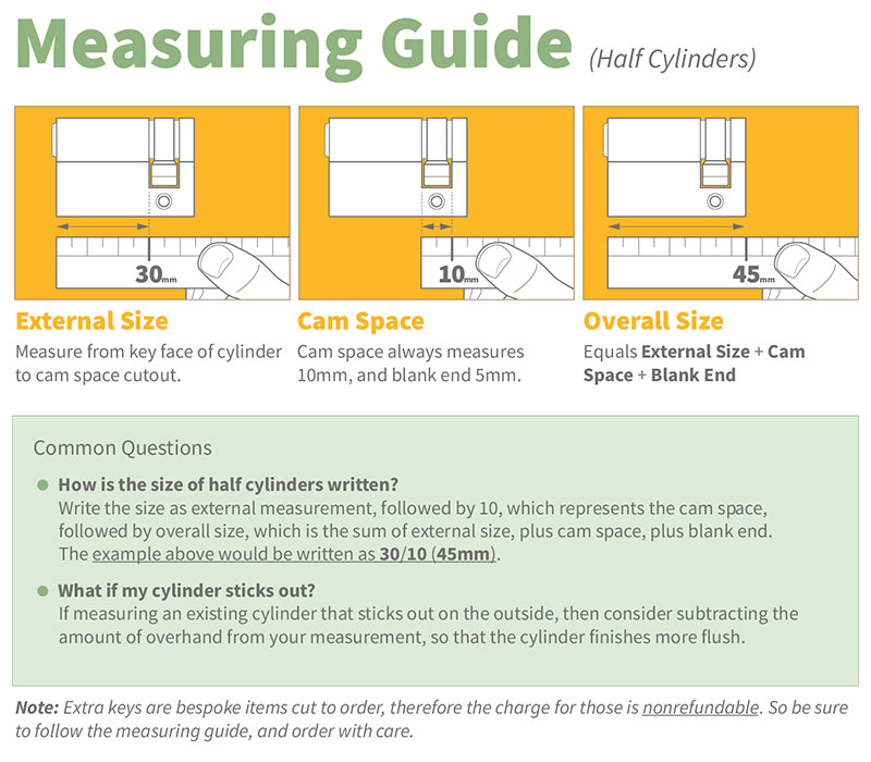 How to measure Yale Standrad Half Euro Cylinder Door Lock