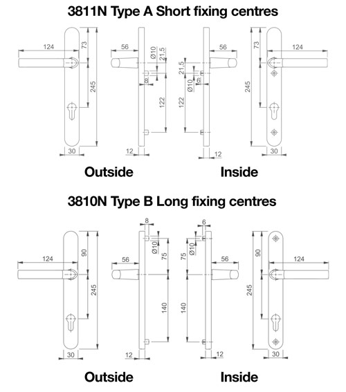 Hoppe Duraplus Atlanta Lever Handle Set (Long)