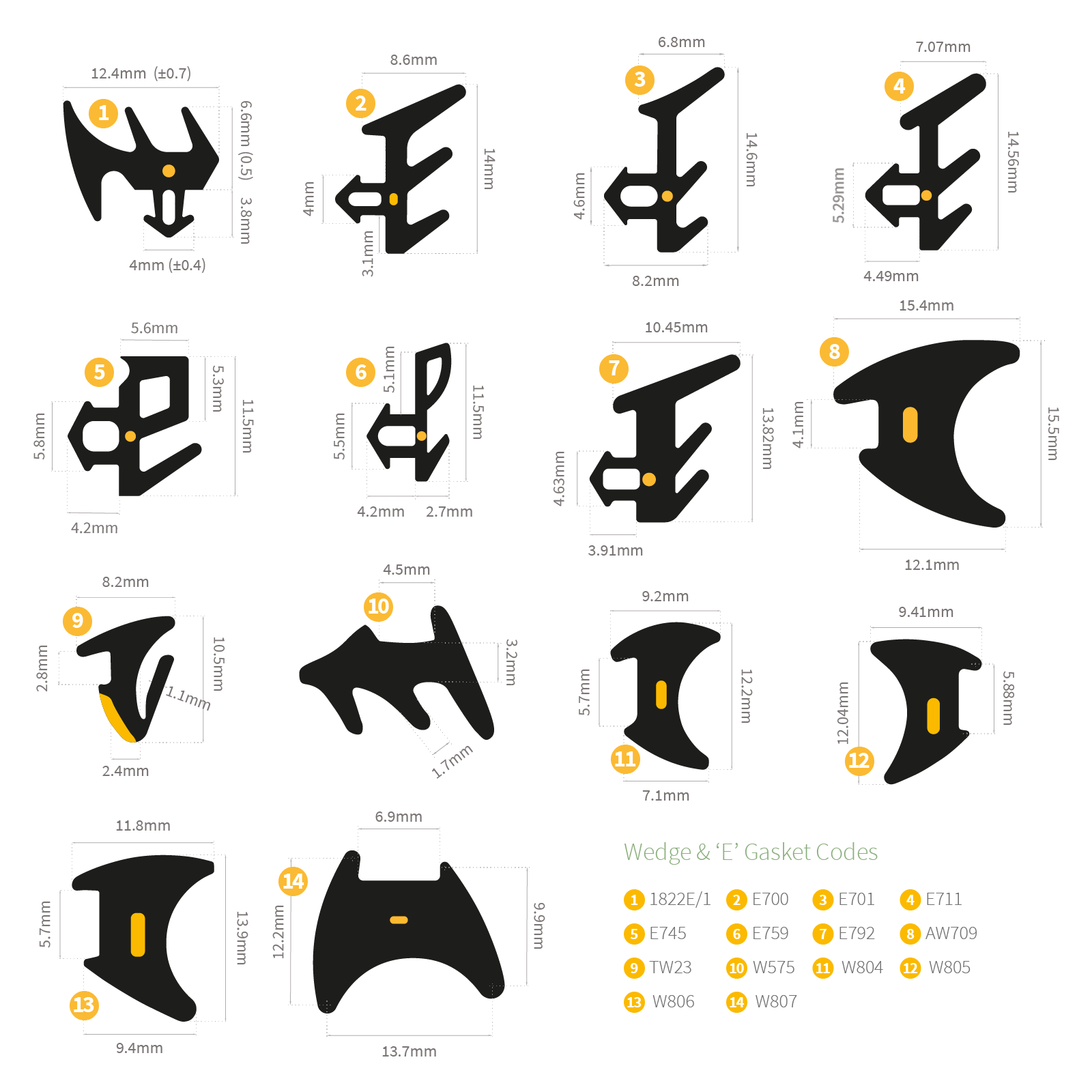 Window and Door Wedge and E Fir Tree Gasket Replacement Seals
