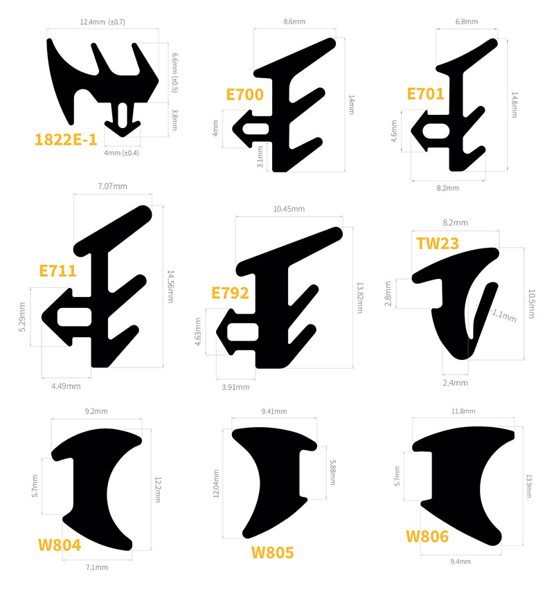Window and Door Wedge and E Fir Tree Gasket Replacement Seals